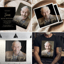 Cheers to 80 Photo Black Gold 80th Birthday Party