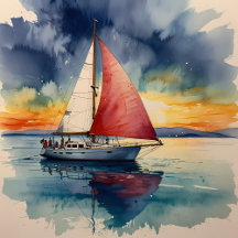 Boat watercolour painting