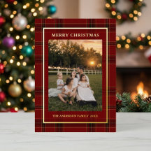 Classic Christmas Tartan Plaid Family Photo 