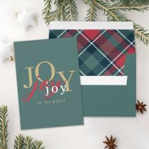 Joy to the World Typography Rustic Plaid