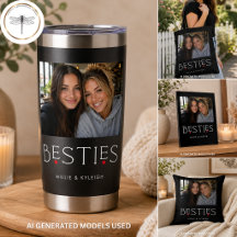 Best Friends Bestie Heart Typography Black Photo