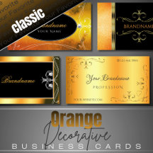 Business Cards Ornate Squiggly Orange Colors