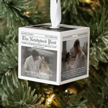 Newspaper Merry and Married Ornaments