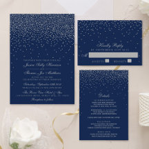 Navy Blue & Glam Silver Confetti Wedding