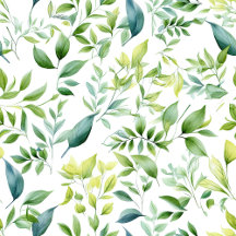 Green Watercolor Leaves Pattern