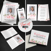 Elegant Pink Floral Memorial Celebration of Life