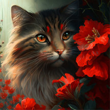 Assiettes en carton chat fleur