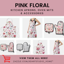 Pink Floral Feminine Kitchen Accessories