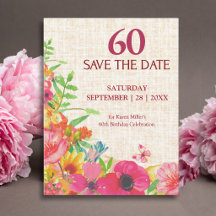 60th Birthday Bold Floral Linen Collection