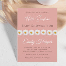 Blush Pink Daisy Hello Sunshine Baby Shower Suite