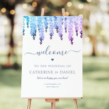 Watercolor Elegant Blue Purple Floral Wedding