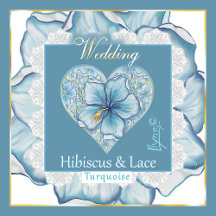 Hibiscus & lace TURQUOISE wedding