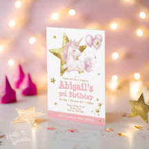 Cute Pink White and Gold Unicorn 