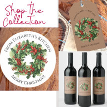 Christmas Wreath Custom Stickers For Food Gifts