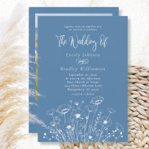 Dusty Blue White Floral Bold Script Wedding*