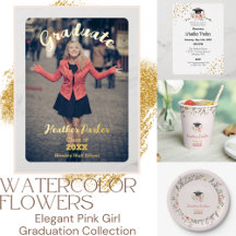 Watercolor Flowers Elegant Graduation Collection