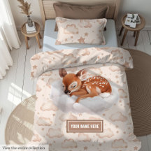 Cute boho watercolor sleeping animals duvet covers