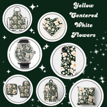 Yellow Centered White Flowers & Green Background