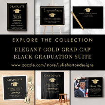 Elegant Gold Grad Cap Black Graduation Suite