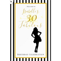 30 and Fabulous Black and Gold Birthday Collection