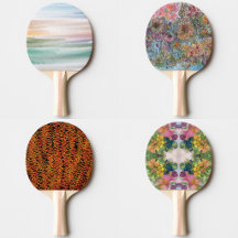 Ping Pong Paddles With Watercolor Designs 