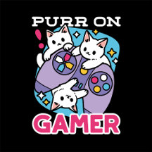  Cat Gamer Design - Purr On Gamer Joystick Art