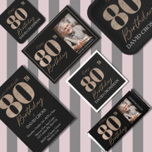 Elegant Black & Gold 80th Birthday Collection