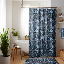 Tropical Gray Blue Monstera Bathroom Decor for Mom