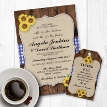 Sunflower Blue Burlap Wedding Collection