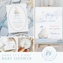 Ahoy It's a Boy Nautical Sailboat Baby Shower
