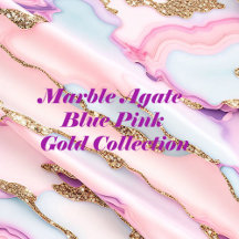 Marble Agate Modern Blue Pink Gold Collection
