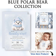 Blue Polar Bear Winter Baby Shower