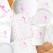 Sweet Coquette Pink Bow Tie Elegant Baby Shower