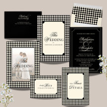 Vintage Black Ivory Checkered Old Money Wedding