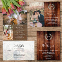 Rustic budget wedding invitations, RSVP collection