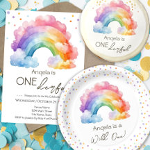 Watercolor Rainbow Kids Birthday Party