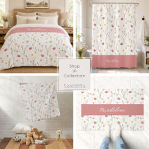 Dusty Pink Wildflower Monogram Name Home Decor