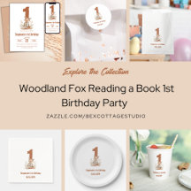  Woodland Fox Reading a Book 1st Birthday Party