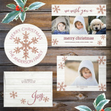 Rose Gold Snowflake Modern Rustic Christmas