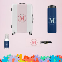 Travel equipment blue or pink with Monogram