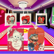 Retro vintage Valentine bags or Notecards 