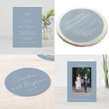 Elegant Minimalist Wedding Chic Script Dusty Blue