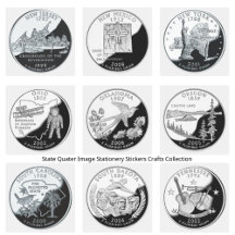 State Quater Image Stationery Stickers Crafts