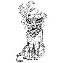 Halloween Masquerade Cat lineart