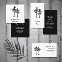 Modern Tropical Black White Palm Trees Business
