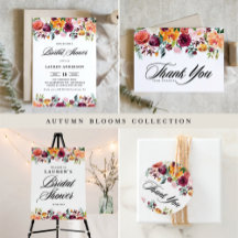 Autumn Blooms Floral Bridal Shower Invitation