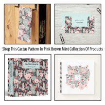 Cactus Succulent Plants Pink Mint Brown Pattern