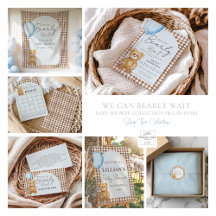 We Can Bearly Wait Boy Baby Shower Blue