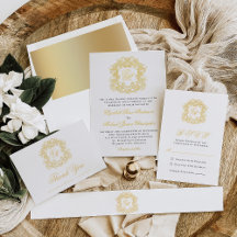 Elegant Gold Wedding Monogram Crest Suite