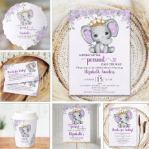 Baby Shower Girl with Purple Elephant theme